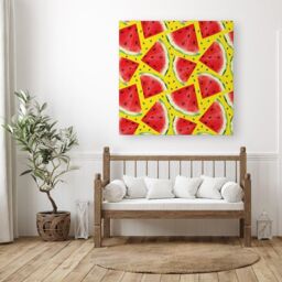 Warren Reed - Designer Watermelon Pattern Canvas in Red - Size: w40 inch x h40 inch - thumbnail 3
