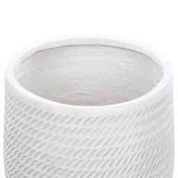 Wyld and Coco 39cm Off-White Embossed Fibre Clay Round Plant Pot in White - thumbnail 3