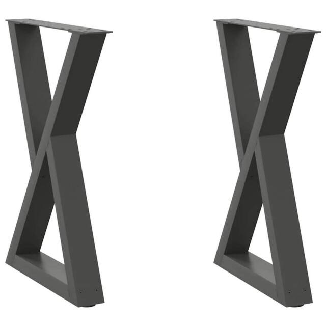 Berkfield Home Dining Table Legs 2 pcs Anthracite 50x(72-73.3) cm Steel in Dark Grey - image 1
