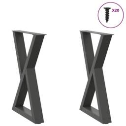 Berkfield Home Dining Table Legs 2 pcs Anthracite 50x(72-73.3) cm Steel in Dark Grey - thumbnail 2