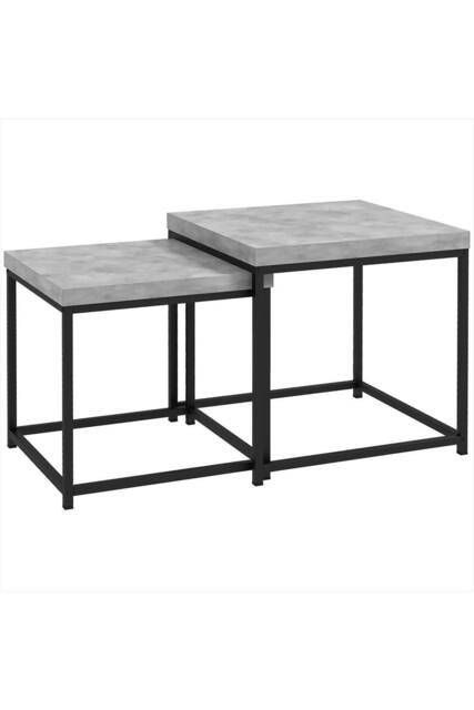 ERGOVEXA Coffee Table Set of 2, Nest of Tables with 3.5cm Thick Tabletop, Grey - image 1