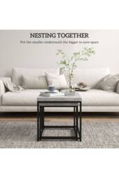 ERGOVEXA Coffee Table Set of 2, Nest of Tables with 3.5cm Thick Tabletop, Grey - thumbnail 3