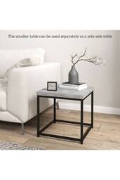 ERGOVEXA Coffee Table Set of 2, Nest of Tables with 3.5cm Thick Tabletop, Grey - thumbnail 4