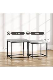ERGOVEXA Coffee Table Set of 2, Nest of Tables with 3.5cm Thick Tabletop, Grey - thumbnail 2