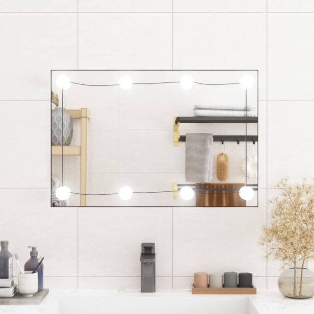 Berkfield Home Wall Mirror with LED Lights 40x60 cm Glass Rectangle in Silver - image 1
