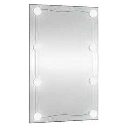 Berkfield Home Wall Mirror with LED Lights 40x60 cm Glass Rectangle in Silver - thumbnail 2