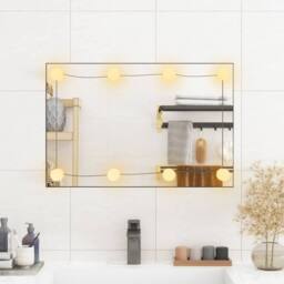 Berkfield Home Wall Mirror with LED Lights 40x60 cm Glass Rectangle in Silver - thumbnail 3