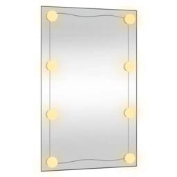 Berkfield Home Wall Mirror with LED Lights 40x60 cm Glass Rectangle in Silver - thumbnail 4