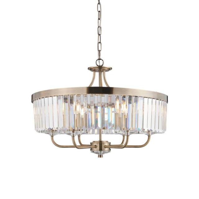 Netlighting Ascoli Pendant Ceiling Light Antique Brass Plate Clear Cut Glass in Bronze - image 1