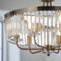 Netlighting Ascoli Pendant Ceiling Light Antique Brass Plate Clear Cut Glass in Bronze - thumbnail 5