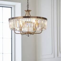 Netlighting Ascoli Pendant Ceiling Light Antique Brass Plate Clear Cut Glass in Bronze - thumbnail 2