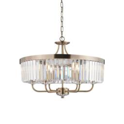 Netlighting Ascoli Pendant Ceiling Light Antique Brass Plate Clear Cut Glass in Bronze - thumbnail 1