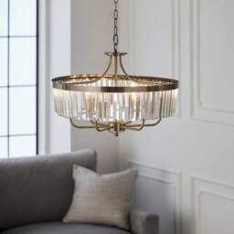 Netlighting Ascoli Pendant Ceiling Light Antique Brass Plate Clear Cut Glass in Bronze - thumbnail 3