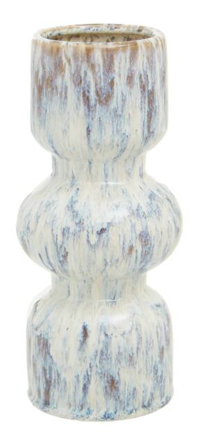 Orsina Medium Vase, Beige Stoneware Vase, Free Standing Vase for Contemporary Homes, Marbling Effect Stoneware Vase in White - image 1