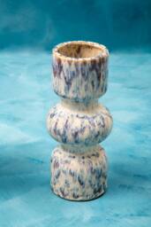 Orsina Medium Vase, Beige Stoneware Vase, Free Standing Vase for Contemporary Homes, Marbling Effect Stoneware Vase in White - thumbnail 4