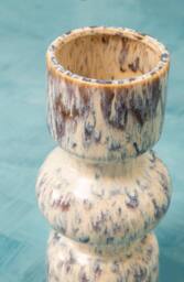 Orsina Medium Vase, Beige Stoneware Vase, Free Standing Vase for Contemporary Homes, Marbling Effect Stoneware Vase in White - thumbnail 2