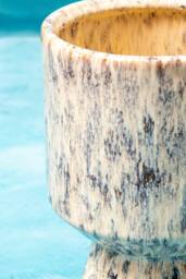 Orsina Medium Vase, Beige Stoneware Vase, Free Standing Vase for Contemporary Homes, Marbling Effect Stoneware Vase in White - thumbnail 5