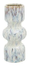 Orsina Medium Vase, Beige Stoneware Vase, Free Standing Vase for Contemporary Homes, Marbling Effect Stoneware Vase in White