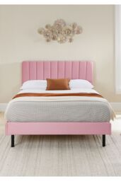 Aspire Rosella Upholstered Bed in Pink - Size: Small Double - thumbnail 2
