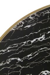 Orsina Black Marble‑Effect Coffee Table with Gold‑Finish Base, Round Black Marble‑Effect Tempered Glass Top in Gold - thumbnail 4