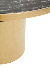 Orsina Black Marble‑Effect Coffee Table with Gold‑Finish Base, Round Black Marble‑Effect Tempered Glass Top in Gold - thumbnail 5