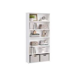 Pirlo Plush 5 Tier Free Standing Bookcase Shelf For Living Room Storage in White - thumbnail 6