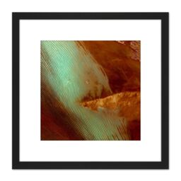 Artery8 Rust Smoke Green Lines Abstract 8X8 Inch Square Wooden Framed Wall Art Print Picture with Mount in Black - thumbnail 1