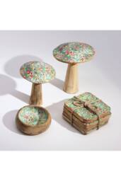 KDMD Mediterranean Wooden Mushroom Decor - Large Patterned Accent Piece - thumbnail 3