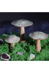 KDMD Mediterranean Wooden Mushroom Decor - Large Patterned Accent Piece - thumbnail 5