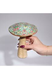KDMD Mediterranean Wooden Mushroom Decor - Large Patterned Accent Piece - thumbnail 4
