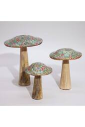 KDMD Mediterranean Wooden Mushroom Decor - Large Patterned Accent Piece - thumbnail 2