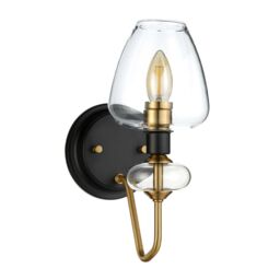 Loops Wall Light Aged Brass Finish Plated & Charcoal Black Paint LED E14 40W - thumbnail 2