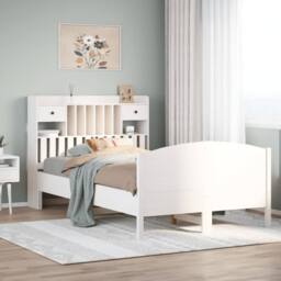 Berkfield Home Bookcase Bed without Mattress White 135x190 cm Double Solid Wood Pine - thumbnail 1
