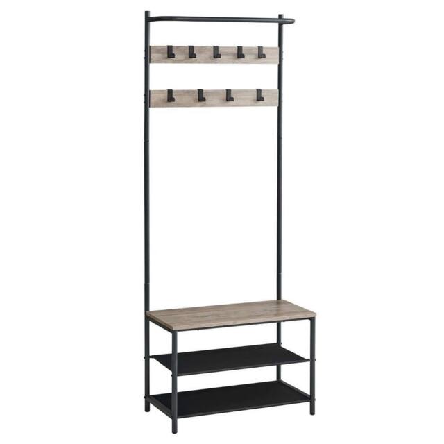 Kelvenix Greige & Black Coat Rack with Shoe Storage in Beige - Size: 0.6m2 - image 1