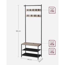 Kelvenix Greige & Black Coat Rack with Shoe Storage in Beige - Size: 0.6m2 - thumbnail 2