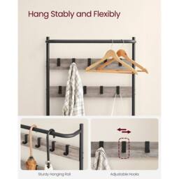 Kelvenix Greige & Black Coat Rack with Shoe Storage in Beige - Size: 0.6m2 - thumbnail 3