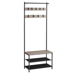 Kelvenix Greige & Black Coat Rack with Shoe Storage in Beige - Size: 0.6m2 - thumbnail 1
