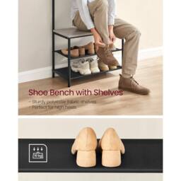 Kelvenix Greige & Black Coat Rack with Shoe Storage in Beige - Size: 0.6m2 - thumbnail 5
