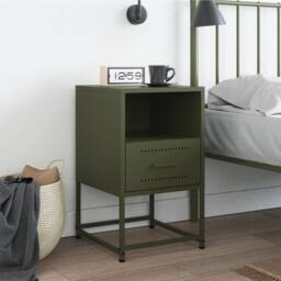 Berkfield Home Durable Bedside Cabinet Olive Green 36x39x60.5 cm Steel