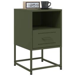 Berkfield Home Durable Bedside Cabinet Olive Green 36x39x60.5 cm Steel - thumbnail 4