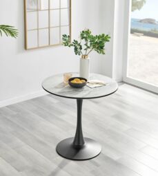 FurnitureboxUK Elina White Marble Effect Scratch Resistant Dining Table & 2 Corona Silver Chairs in Beige - thumbnail 2