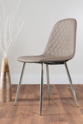 FurnitureboxUK Elina White Marble Effect Scratch Resistant Dining Table & 2 Corona Silver Chairs in Beige - thumbnail 9