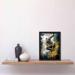 Artery8 Break Dancer B-Boy Dancing Splatter Paint Portrait Artwork Framed Wall Art Print A4 in Black - thumbnail 2