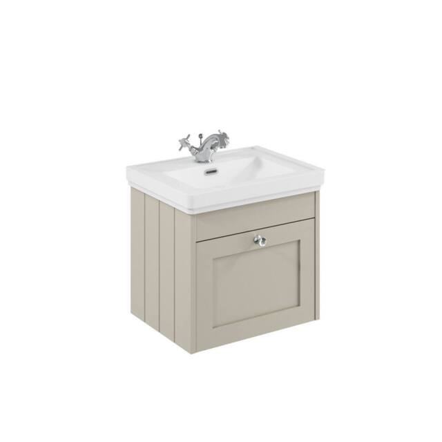 Balterley 500mm Wall Hung 1 Drawer Unit & Classic Basin 1 Tap Hole - Pebble Grey - image 1