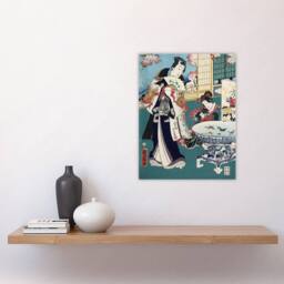 "Artery8 Spring Outing in a Villa Japan Wall Art Print Toyohara Kunichika in Blue - Size: W12"" x H16""" - thumbnail 4