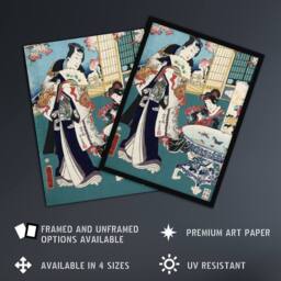 "Artery8 Spring Outing in a Villa Japan Wall Art Print Toyohara Kunichika in Blue - Size: W12"" x H16""" - thumbnail 2
