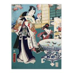 "Artery8 Spring Outing in a Villa Japan Wall Art Print Toyohara Kunichika in Blue - Size: W12"" x H16""" - thumbnail 1