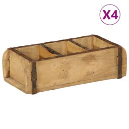 Berkfield Home Trays 4 pcs 30x14x9 cm Solid Wood Reclaimed in Brown - Size: 30 x 14 x 9 cm - thumbnail 2