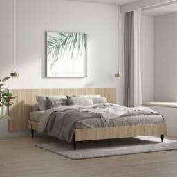 Berkfield Home Wall Headboard Sonoma Oak 240x1.5x80 cm Engineered Wood in Light Oak - thumbnail 2