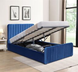 KOSY KOALA Ottoman Gas Lift Up Storage Bed 3ft Single Blue Velvet Bed Bed Bedroom Furniture - thumbnail 2